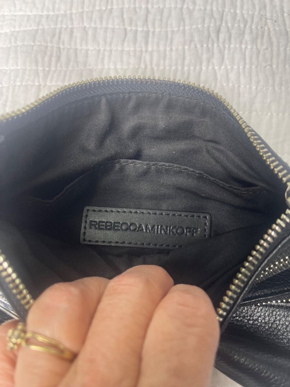 Rebecca Minkoff Black Triple Zip Leather Crossbody Bag Purse Fringe - Picture 5 of 10
